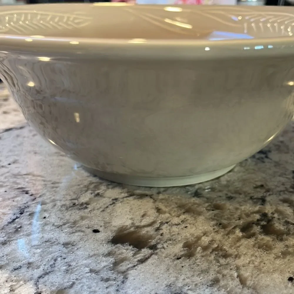 Pottery Barn by Dansk Serving Bowl Embossed Wheat Fall Harvest Thanksgiving